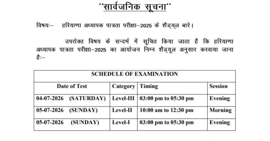 HTET Exam 2026