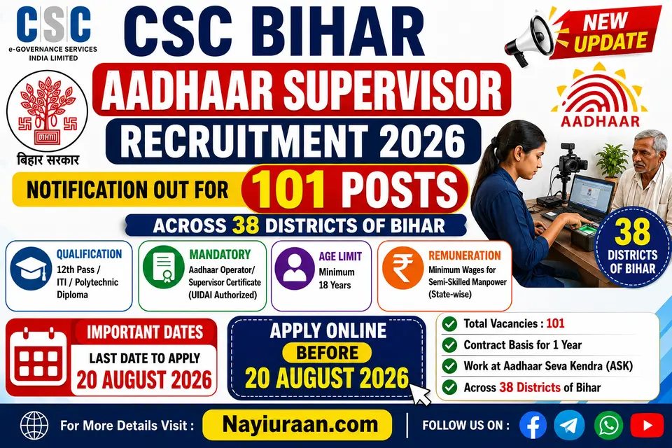 CSC Bihar Aadhaar Supervisor