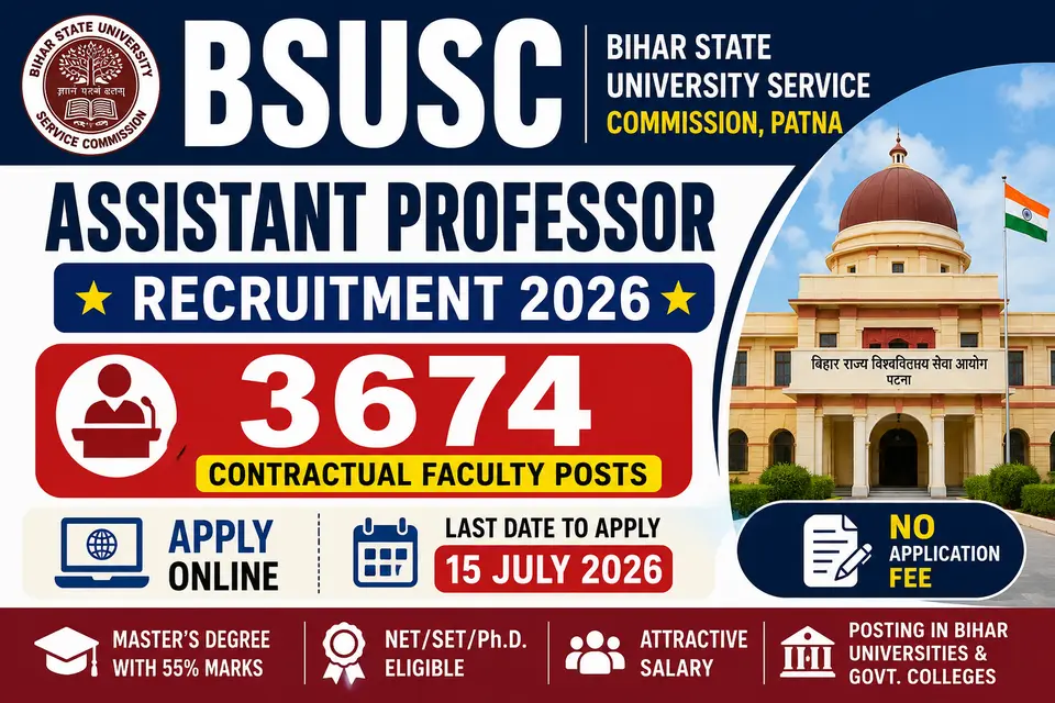 Bihar BSUSC Assistant Professor Recruitment 2026