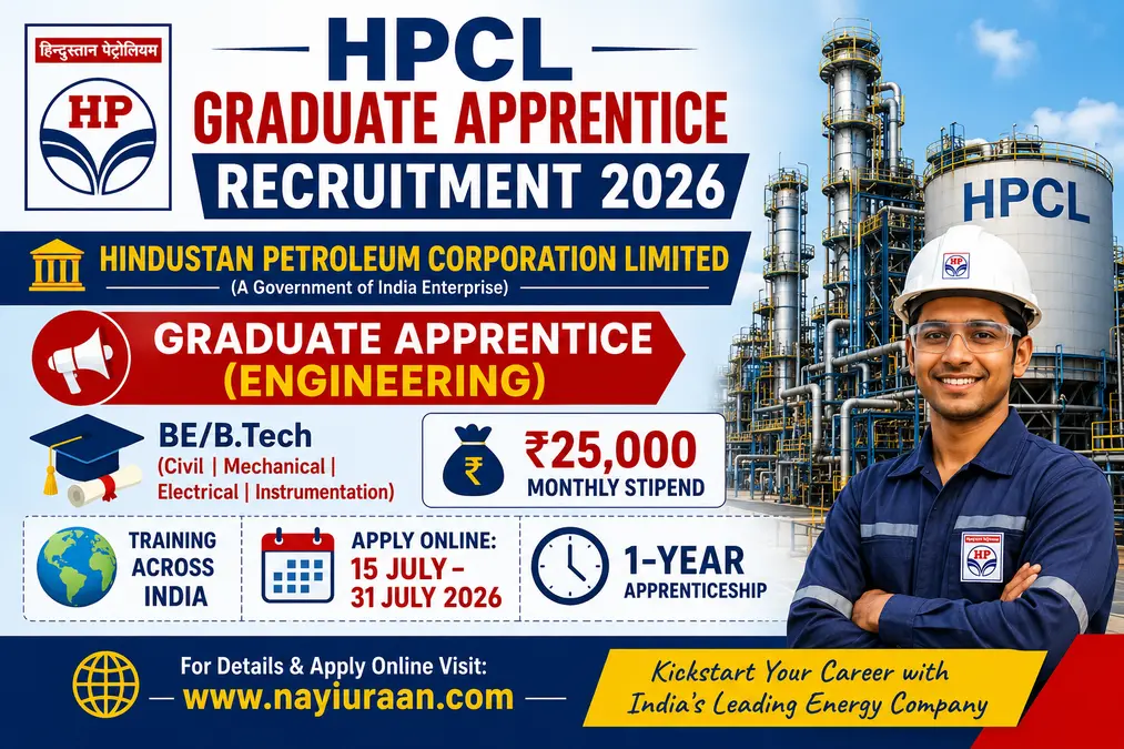 HPCL Graduate Apprentice Recruitment 2026 Apply Online for Engineering Apprentice Training