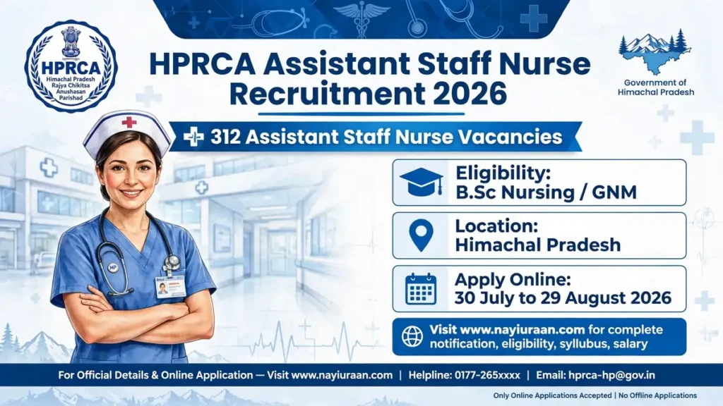 HPRCA Assistant Staff Nurse Recruitment 2026 Notification for 312 Assistant Staff Nurse Vacancies