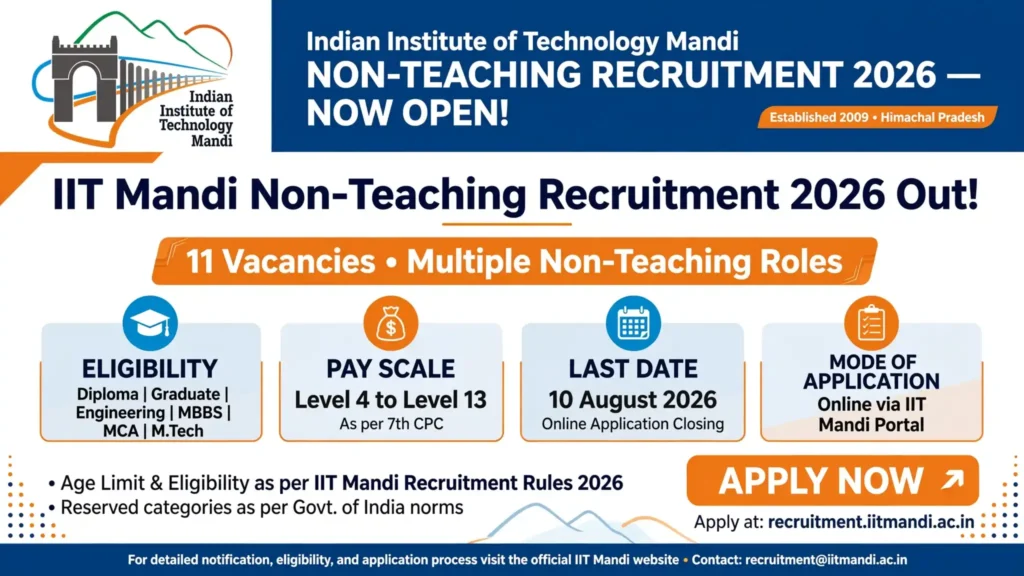 IIT Mandi Non-Teaching Recruitment 2026 Apply Online for 11 Posts