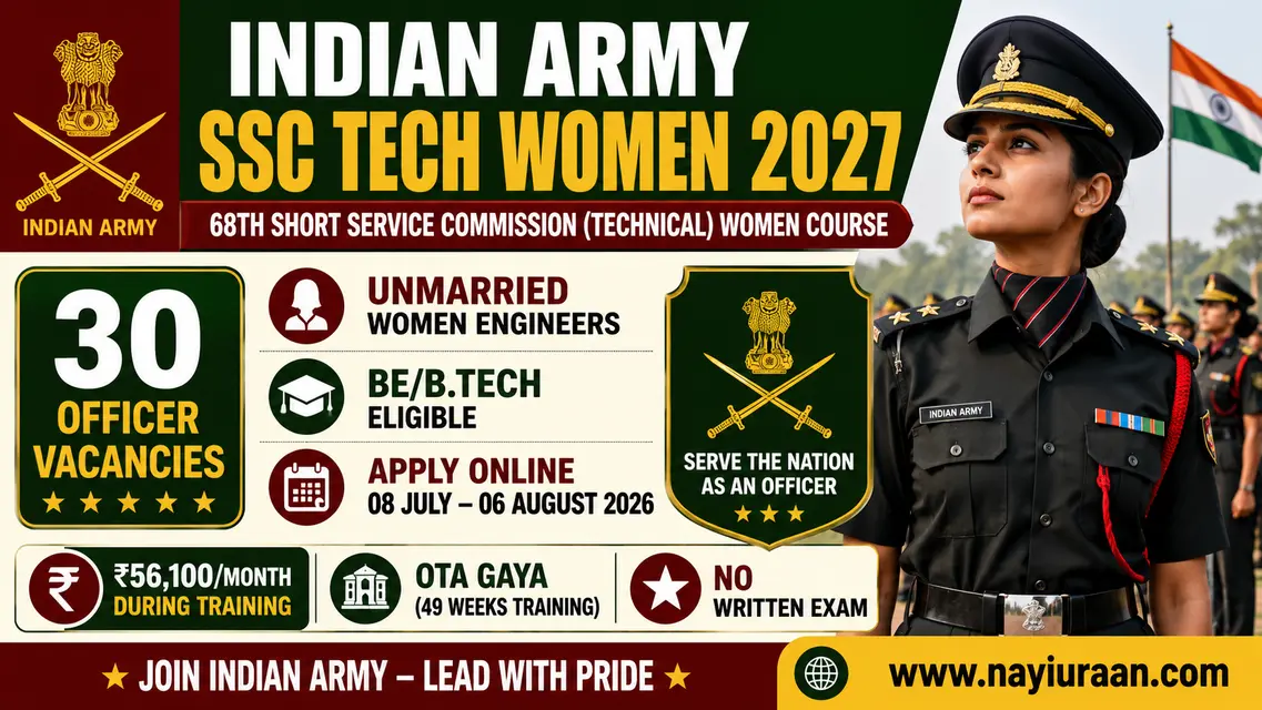 Indian Army SSC Tech Women Recruitment 2027 for 30 Technical Officer Posts