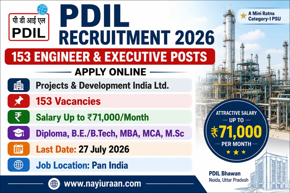 PDIL Recruitment 2026 notification for 153 Engineer and Executive vacancies