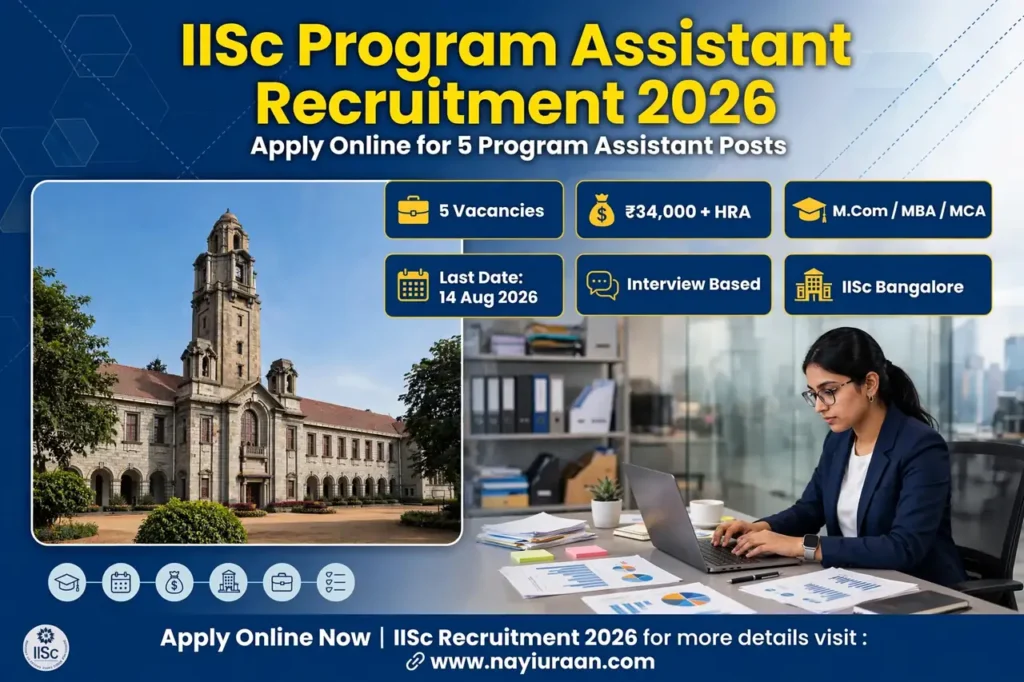 IISc Program Assistant Recruitment 2026 for 05 Posts - Apply Now 1 IISc Program Assistant Recruitment 2026 Notification for 5 Program Assistant Posts