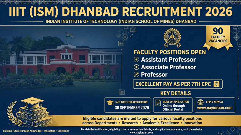 IIIT ISM Dhanbad Faculty Recruitment 2026 Notification for 90 Assistant Professor Associate Professor and Professor Posts