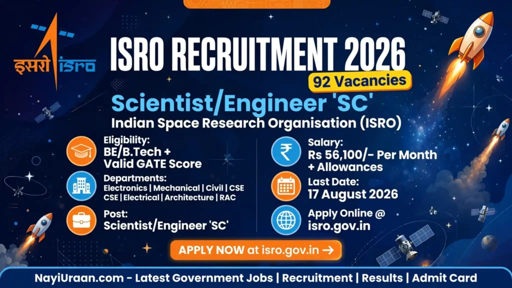ISRO Scientist Engineer Recruitment 2026 Notification for 92 Vacancies