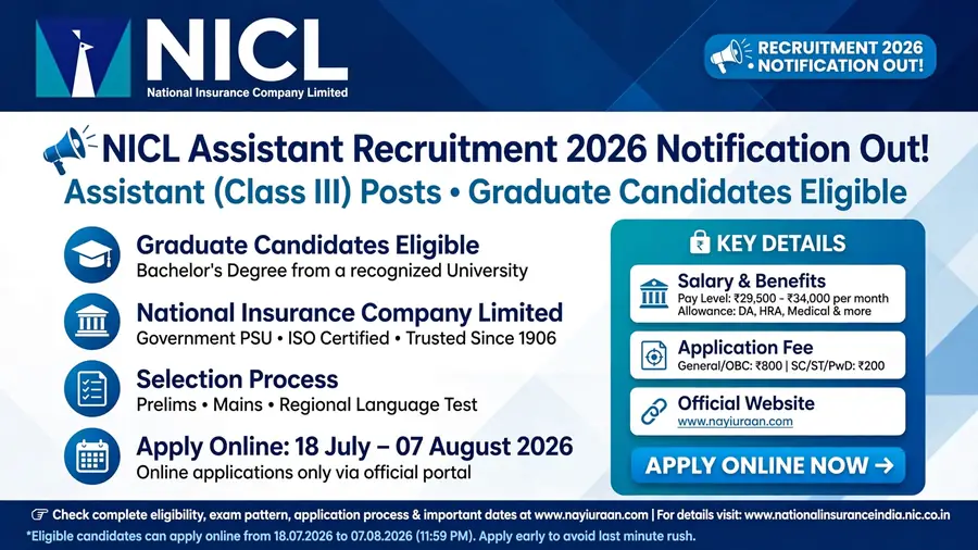 NICL Assistant Recruitment 2026 Apply Online for Assistant Posts