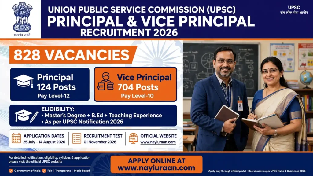 UPSC PRINCIPAL & VICE PRINCIPAL RECRUITMENT 2026 for 828 Posts
