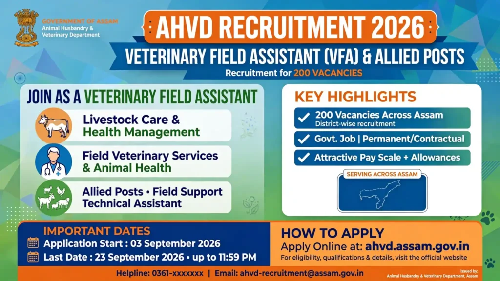 AHVD Recruitment 2026 – 200 Veterinary Field Assistant Posts