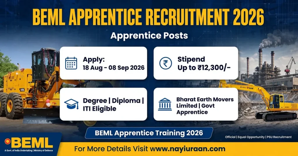 BEML Apprentice Recruitment 2026: Apply Online for Apprentice Posts