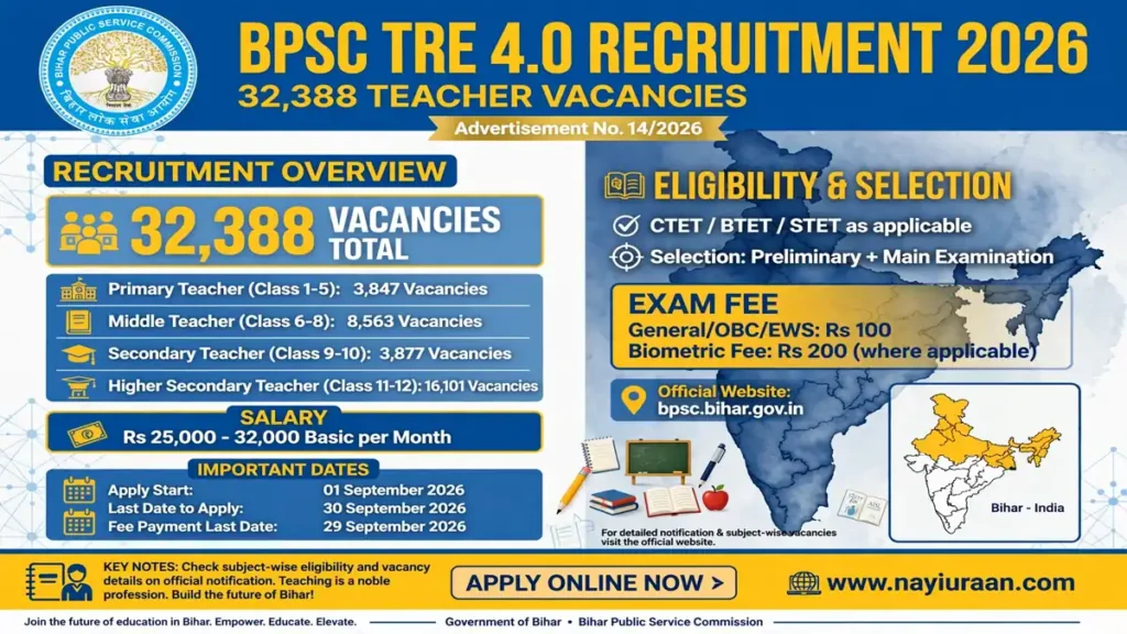 BPSC TRE 4.0 Recruitment 2026 – 32,388 Teacher Vacancies