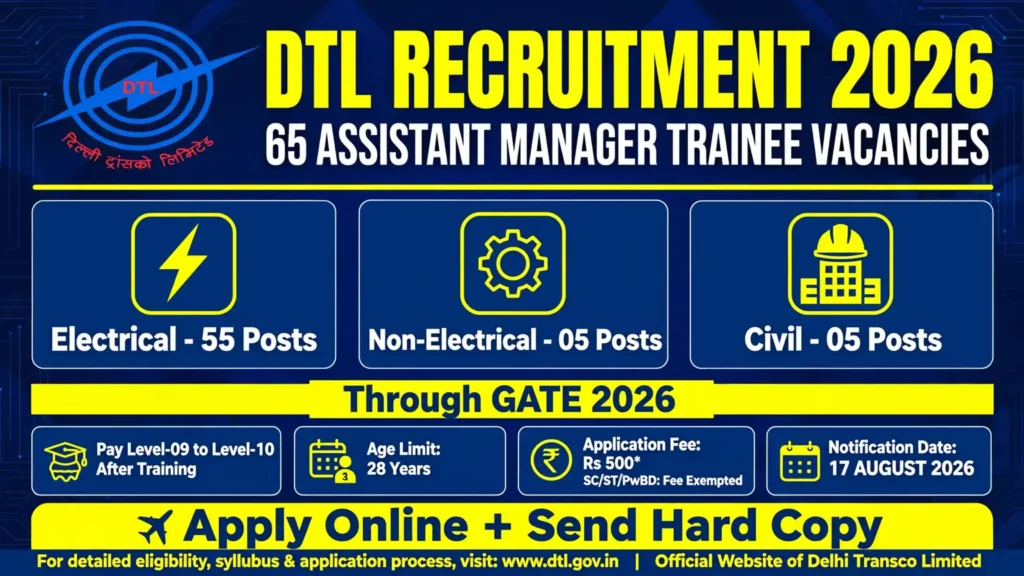 DTL Recruitment 2026 for 65 Assistant Manager Trainee