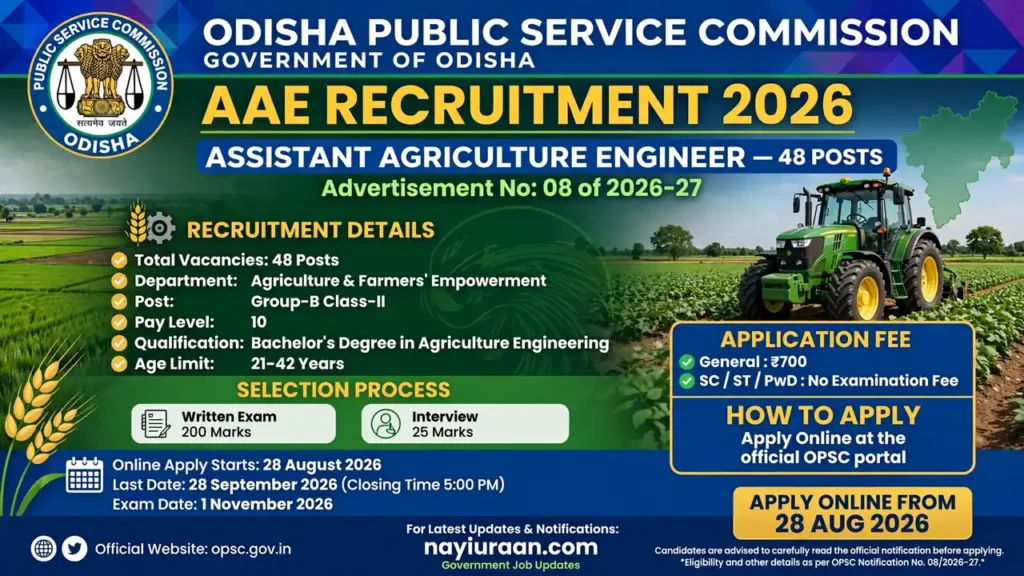 OPSC AAE Recruitment 2026 for 48 Posts