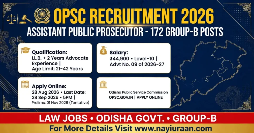 OPSC Assistant Public Prosecutor Recruitment 2026 for 172 posts