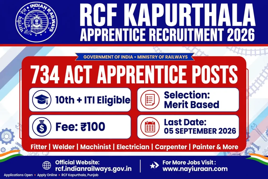 RCF Kapurthala Apprentice Recruitment 2026: Apply Online for 734 Apprentice Posts 1 RCF Kapurthala Apprentice Recruitment 2026 for 734 Act Apprentice Posts