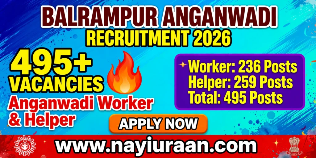 Balrampur Anganwadi Recruitment 2026 – 495 Anganwadi Worker and Helper Vacancies