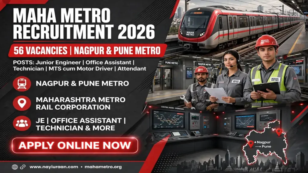 MAHA Metro Recruitment 2026: 56 Vacancies, Apply Offline, Eligibility & Last Date