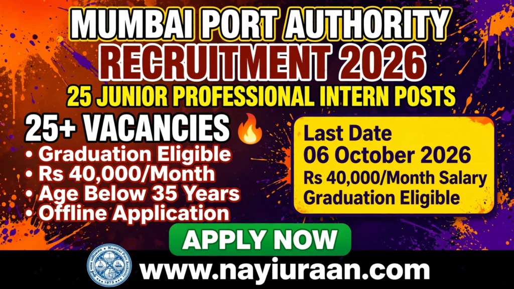 Mumbai Port Authority Recruitment 2026: 25 Junior Professional Intern Posts, Apply Offline