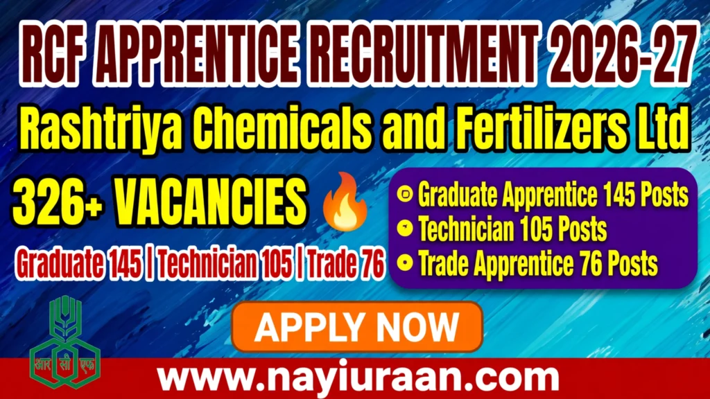 RCF Apprentice Recruitment 2026-27 – 326 Apprentice Vacancies