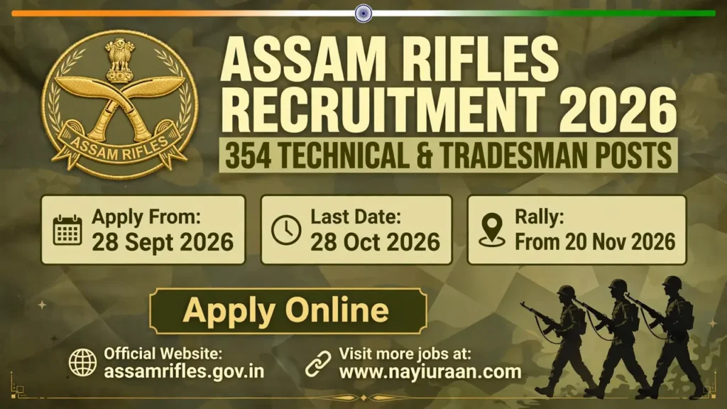 Assam Rifles Recruitment 2026 notification is out for 354 Technical & Tradesman vacancies.