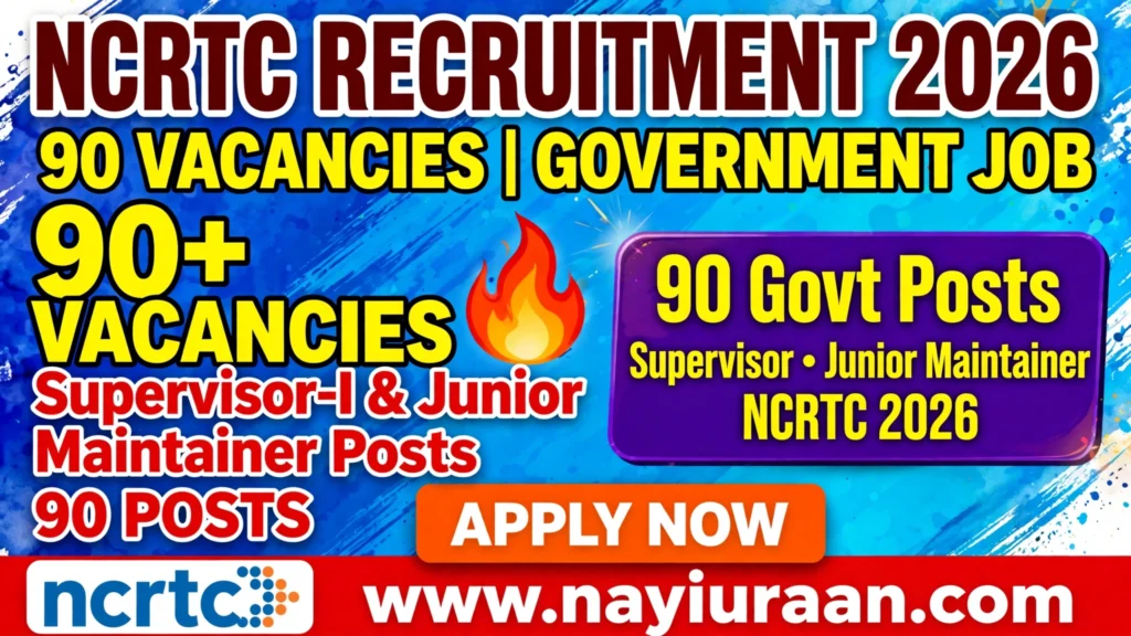 NCRTC Recruitment 2026: 90 Vacancies, Apply Online for Supervisor & Junior Maintainer Posts