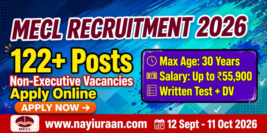 MECL Recruitment 2026 notification released for 122 Non-Executive posts