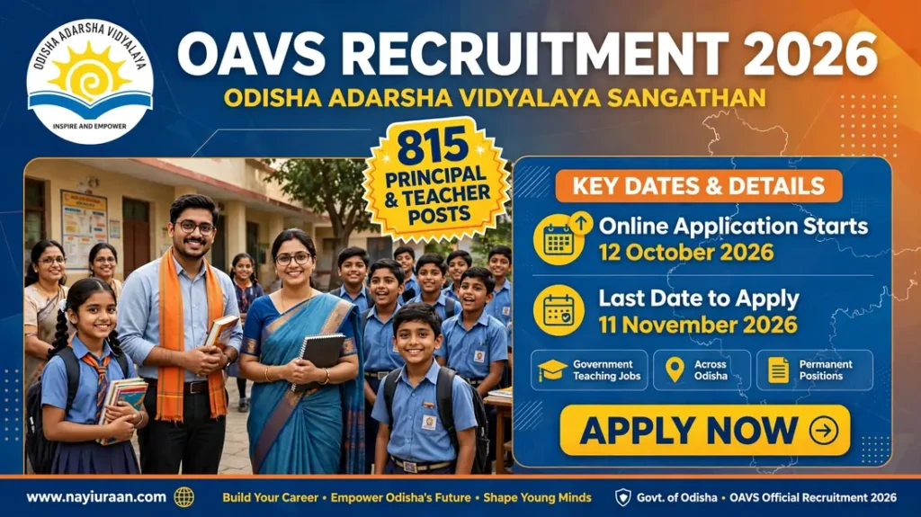 OAVS Recruitment 2026 announced for 815 Principal and Teacher posts