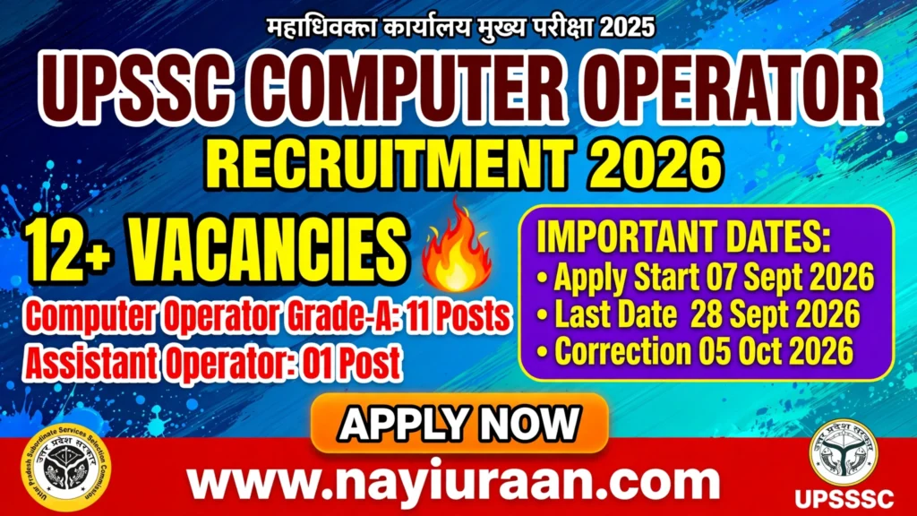 UPSSSC Computer Operator Recruitment 2026 Notification – 12 Vacancies