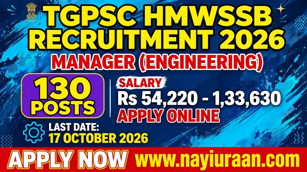 TGPSC HMWSSB Manager Recruitment 2026 – 130 Posts, Apply Online