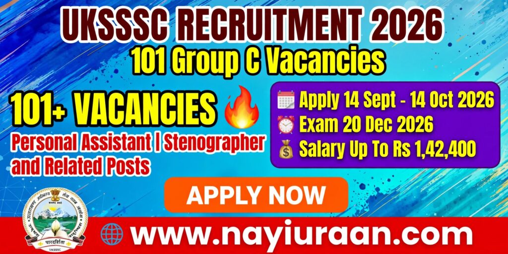 UKSSSC PA and Stenographer Recruitment 2026 notification for 101 posts
